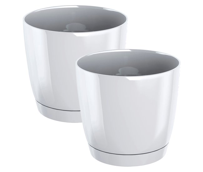 2x pote redondo de plástico coubi redondo P Branco