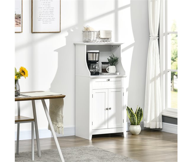 Armário para Micro-Ondas MDF HOMCOM, casa - cozinha Branco