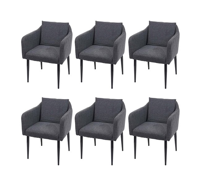 Conjunto de 6 cadeiras de jantar modernas e confortáveis ??em tecido cinza escuro/têxtil 04_0000670