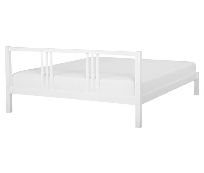 Beliani Cama Madera de pino VANNES 167x209 Branco