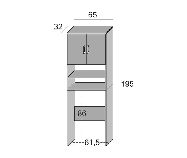 Armário multiuso com 2 portas com efeito madeira Branco