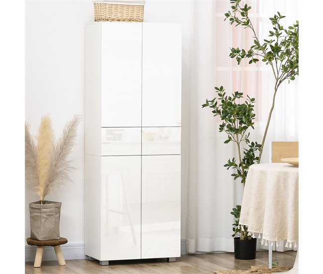 Armário de Cozinha MDF e Melamina de Madeira HOMCOM Branco