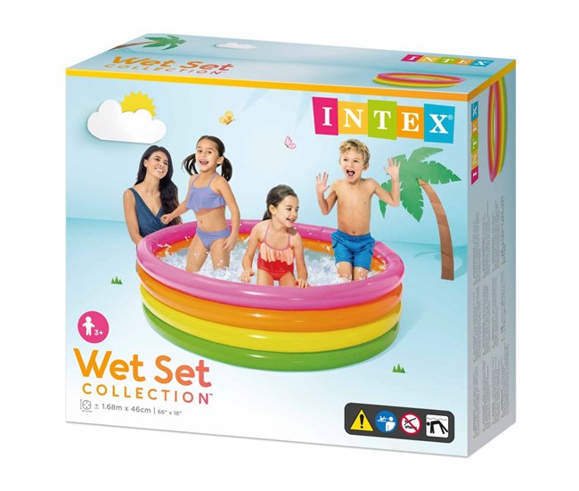 Piscina insuflável INTEX 4 aros coloridos 168x46 cm - 617 l Multicor