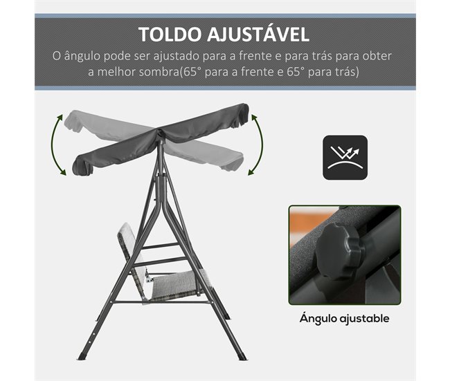 Baloiço de Jardim 3 Lugares Aço, Vime PE e Poliéster Outsunny Cinza
