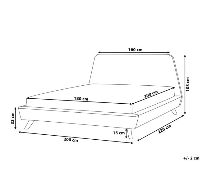 Beliani Cama com estrado Poliéster VIENNE 200x220 Cinza Escuro