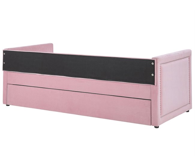 Beliani Cama com estrado Bombazine MIMIZAN Rosa