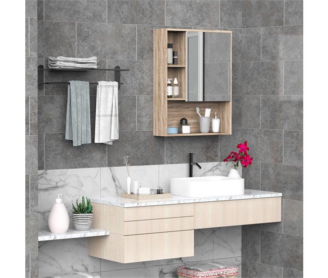 Armário de banheiro Painel de partículas kleankin 60 Castanho