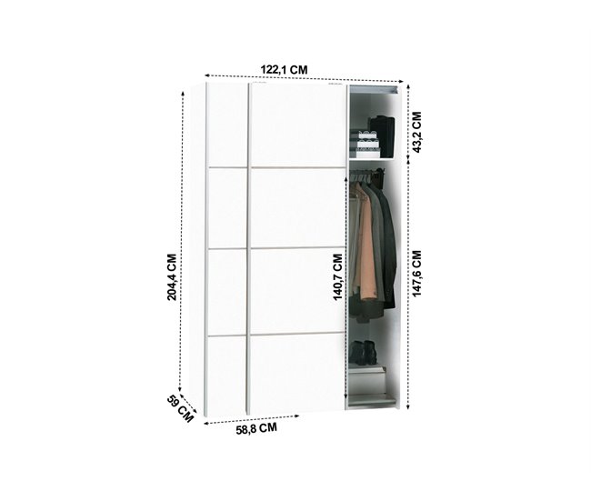 Roupeiro HERA portas deslizantes branco Branco