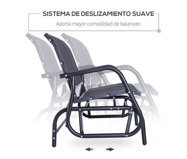 Banco Baloiço Metal e Tecido de Textilene Outsunny 120x70 Preto