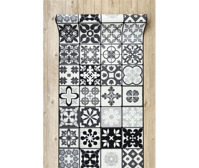 Alcatifa do corredor com reforçado de borracha AZULEJO PATCHWORK 100x1400 Cinza