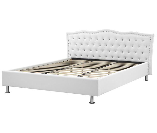 Beliani Cama com estrado Pele sintética METZ 209x215 Branco