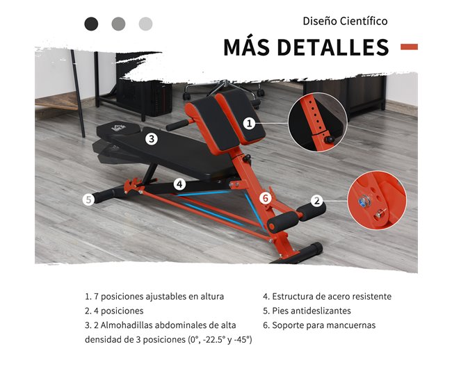 Banco de haltere Steel, EVA Foram HOMCOM Multicor