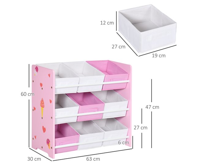 Estante para Brinquedos MDF e Tecido não Tecido ZONEKIZ 63 Cinza