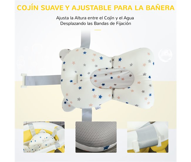 Banheira para Bebé Dobrável PP, TPE HOMCOM Amarelo