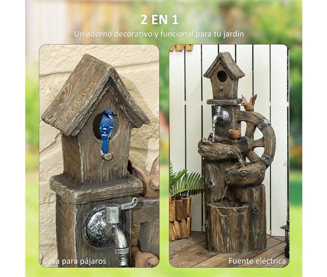 Fonte de Jardim Resina Outsunny Multicor