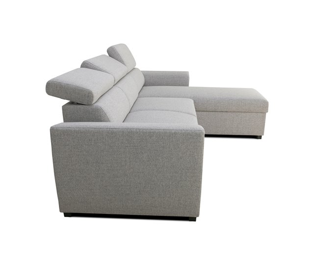 Chaise longue reversível com 3 lugares e cama GUSTO cinzento Cinza