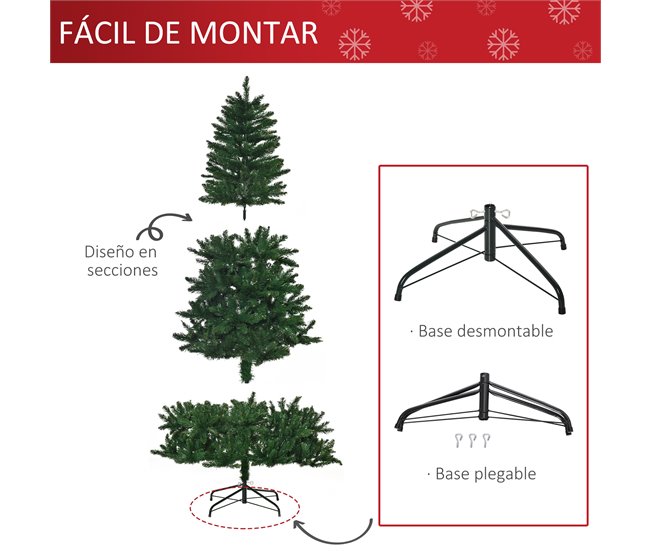 Árvore de Natal Artificial 240cm PVC, Aço HOMCOM, casa - natal Verde