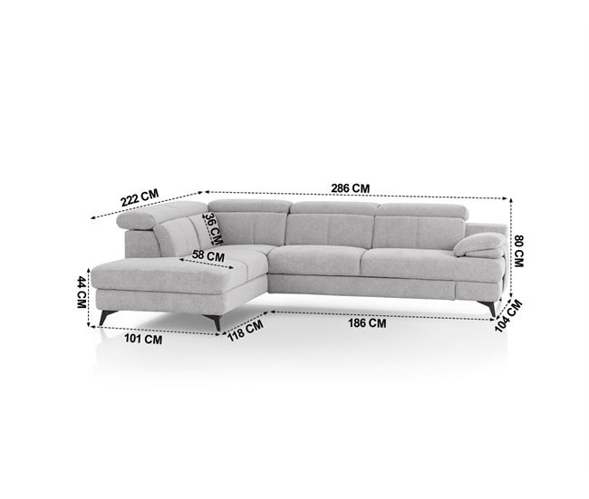 Sofá de canto TITUS com cama Cinza