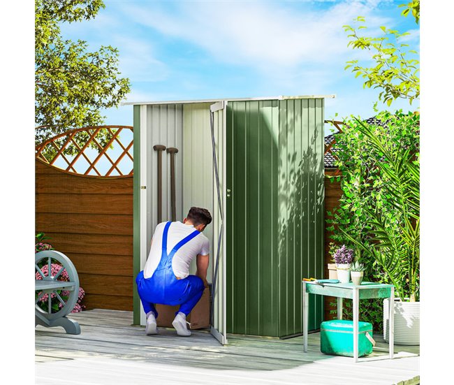 Abrigo de Armazenamento Aço e PP Outsunny Verde