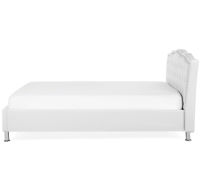 Beliani Cama con almacenaje Piel sintética METZ 168x217 Branco