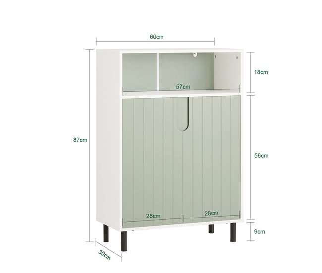Armário de casa de banho de chão com 2 portas BZR138-GR SoBuy Verde