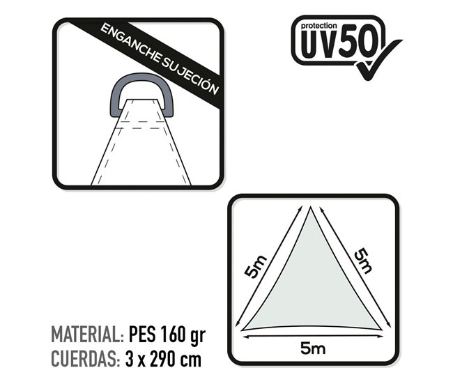 Toldo de sombra triangular aktive garden branco 500x500 Branco