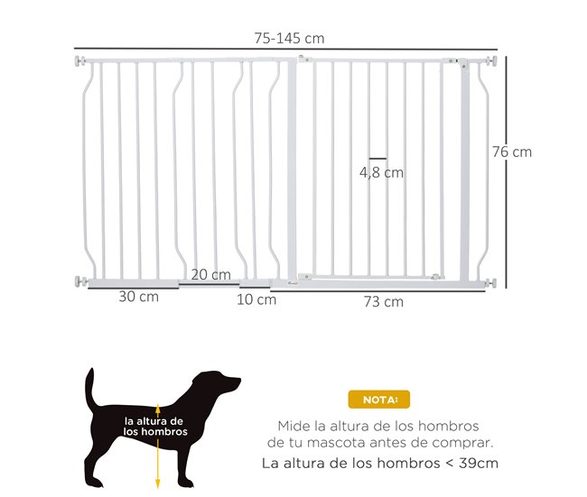 Barreira de Segurança Aço e ABS PawHut Branco