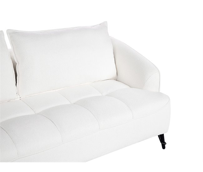 Beliani Sofá de 3 lugares Bouclé HOBRO Branco