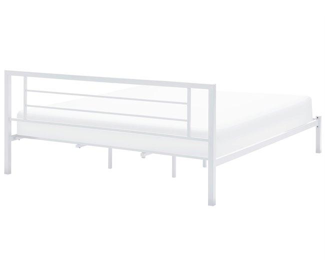 Beliani Cama com estrado Metal CUSSET 187x209 Branco