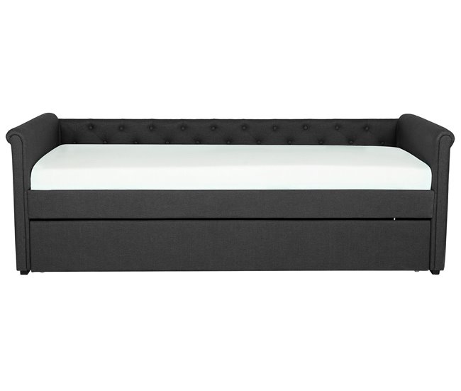Beliani Cama com estrado Poliéster LIBOURNE 92x220 Azul Marino