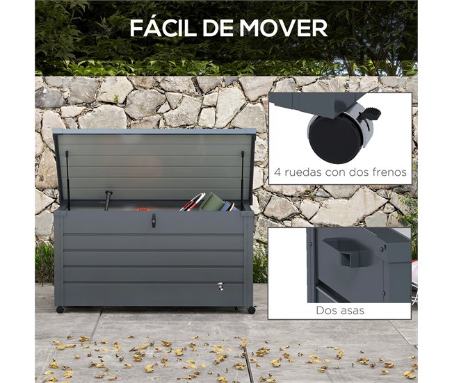 Baú de Armazenamento aço galvanizado Outsunny Cinza