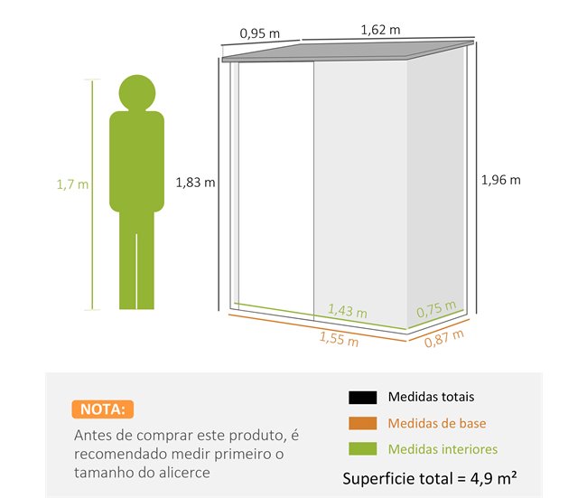 Abrigo de Jardim Aço Outsunny Preto