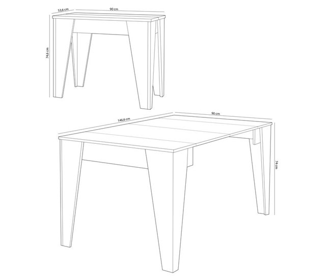 Mesa de consola extensível TM 90x53 Branco