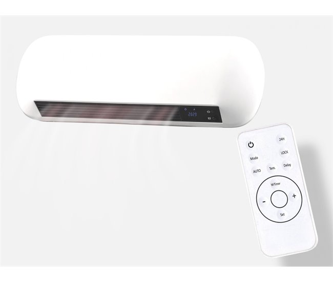 Aquecedor split de parede em cerâmica de 2000 W com controlo remoto Branco