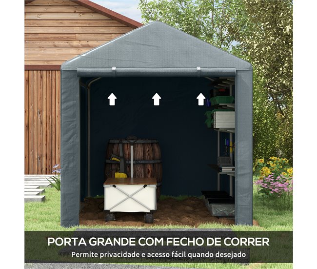 Abrigo para Ferramentas Aço Galvanizado, Tecido PE Outsunny Cinza