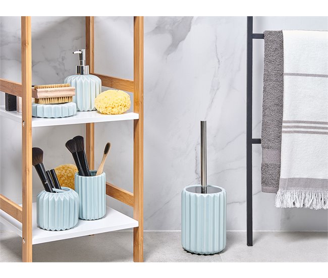 Beliani Conjunto de accesorios de baño GORBEA Azul Claro