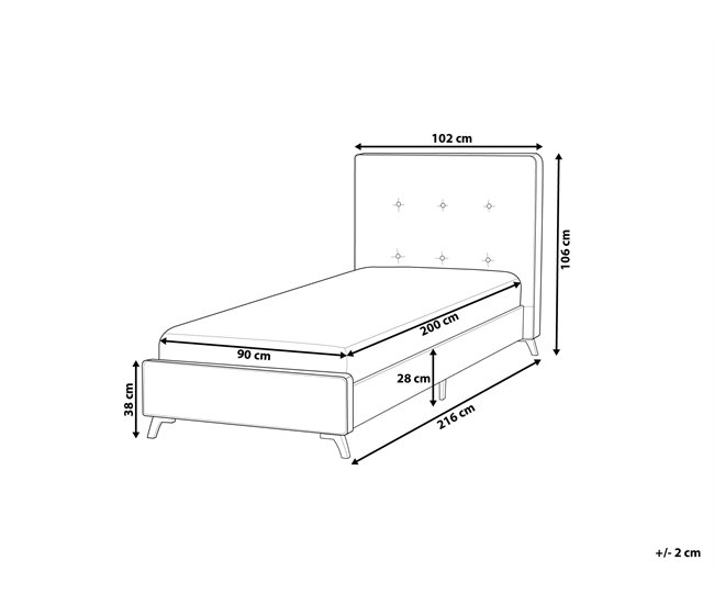Beliani Cama com estrado Poliéster AMBASSADOR 102x216 Bege