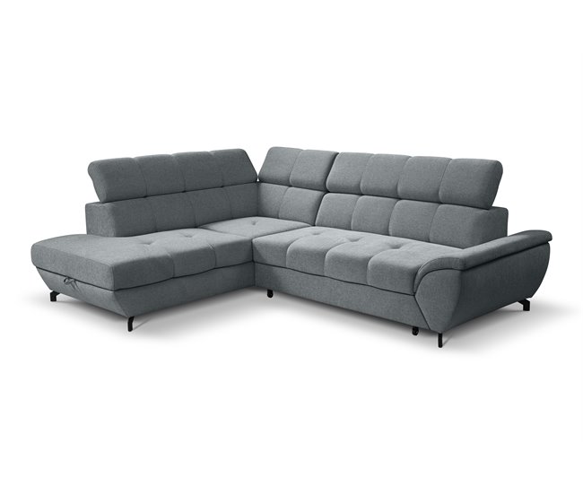 Sofá de canto com cama BENIX Cinza