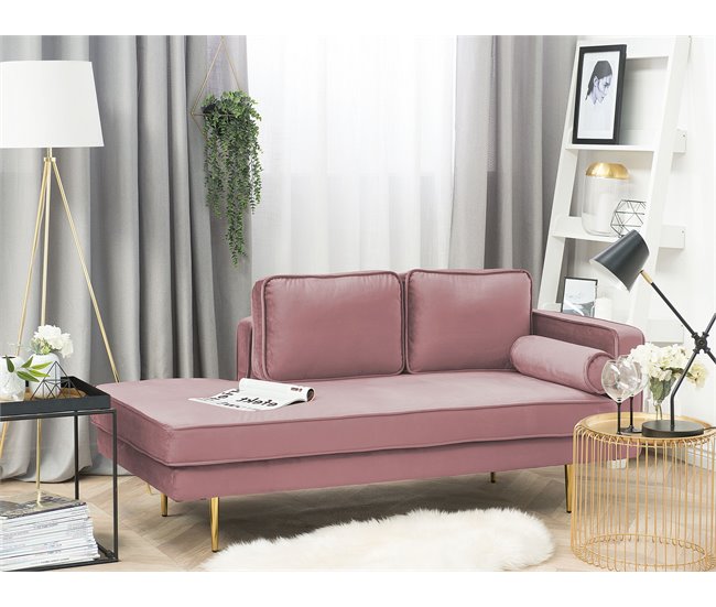 Beliani Chaise longue versão à direita Veludo MIRAMAS Azul Marino
