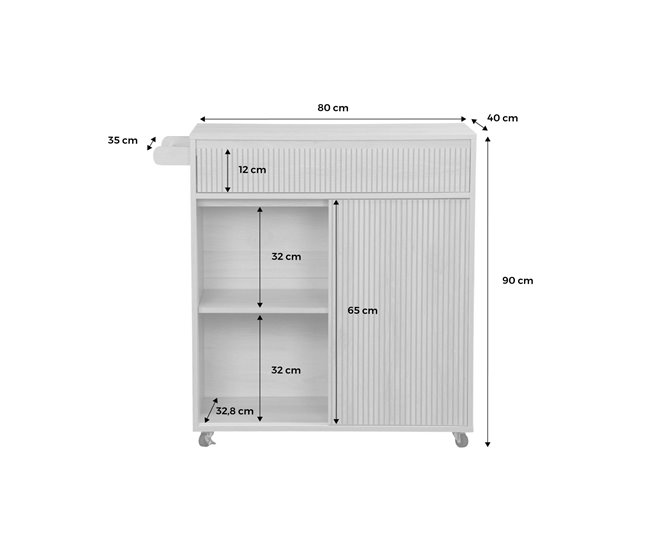 Balcão de cozinha LINEAR decoração em madeira 1 puxador 1 gaveta Madeira