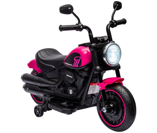 Motocicleta Elétrica Infantil PP, Metal HOMCOM Rosa