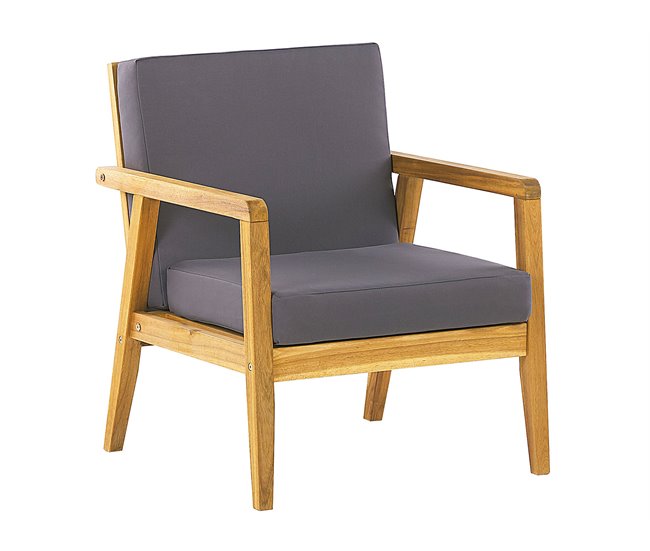 Beliani Conjunto lounge Madeira de acácia PALLANO Cinza Escuro