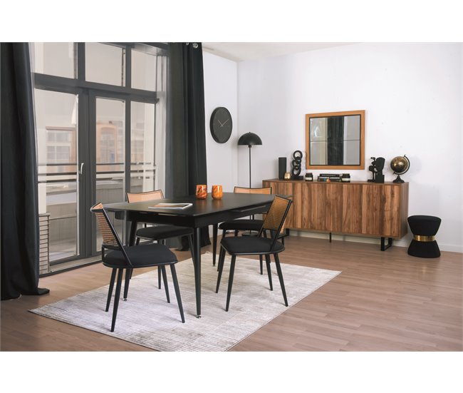 Mesa de jantar extensível JILL cerámica preto Preto