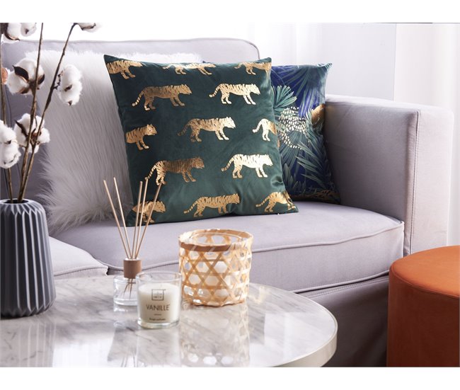 Beliani Almofada decorativa BLUEBELL 45x45 Verde Escuro