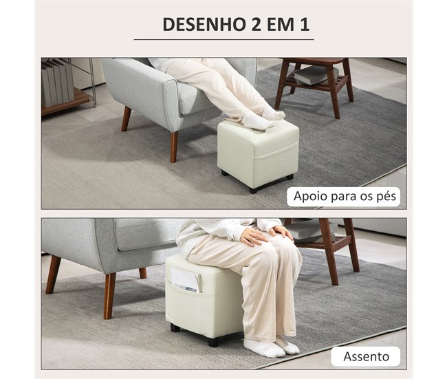 Apoio para os Pés Poliéster HOMCOM, casa - quarto Cru