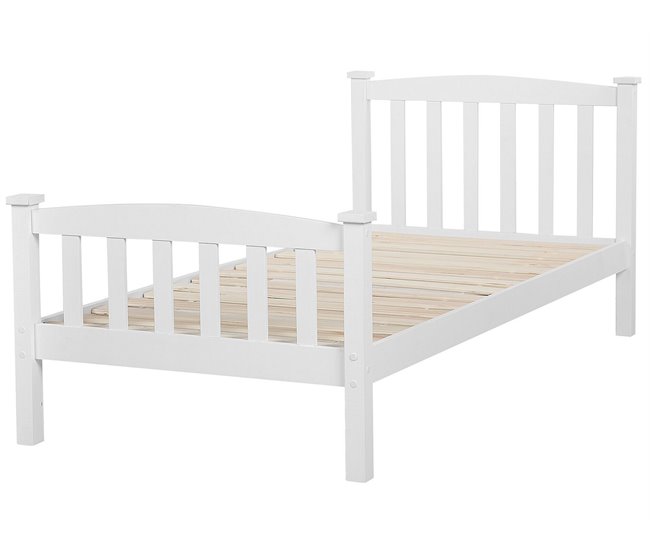 Beliani Cama com estrado Pinho GIVERNY 99x208 Branco
