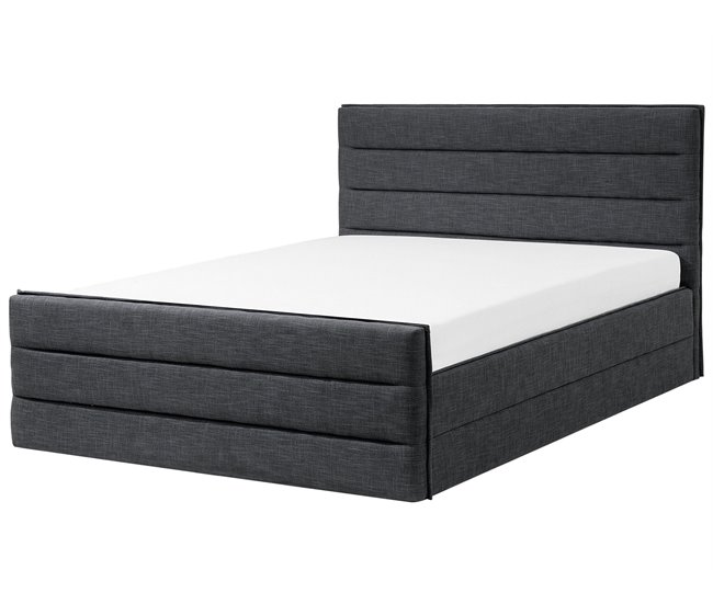 Beliani Cama com estrado Poliéster VALBONNE 216x191 Cinza Escuro
