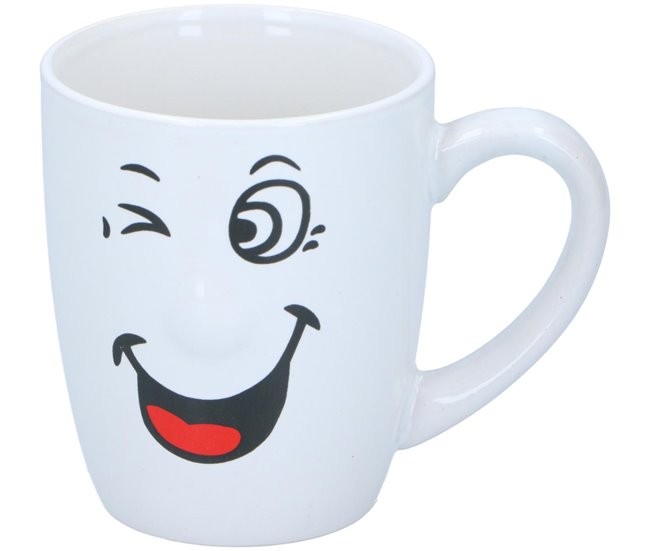Caneca SONRISAS sortido 300ml material de grés Branco