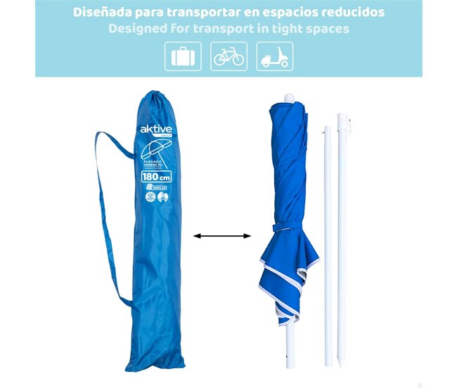 Guarda-sol Aktive compacto e inclinável UV50 c/capa Azul