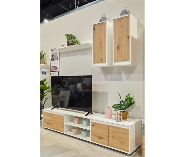 Compacto de TV YUMI carvalho branco 200cm Branco/ Madeira